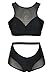 Pink Queen Women's Back Zip Mesh Spicy High-Waist Racer Bikini Swimwear (L, Black)