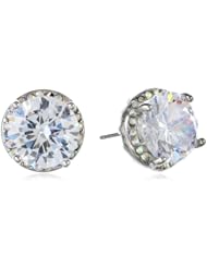 Betsey Johnson "Crystal Rhodium" Crystal Round Stud Earrings