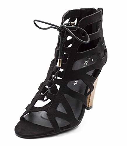 Free Reign Women's Wide Width Cut Out Lace Up Ghille Bootie Heel Sandal