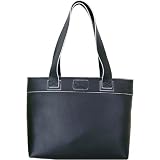 Black White, Baekgaard Genuine Leather Zip Tote