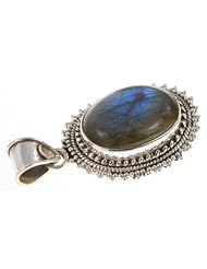 925 Sterling Silver NATURAL LABRADORITE Pendant, 1.63", 9.46g