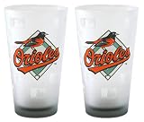 Baltimore Orioles Frosted Pint Glass (16-Ounce, Set of 2)
