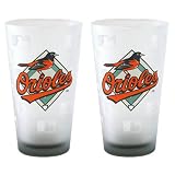 Baltimore Orioles Frosted Pint Glass (16-Ounce, Set of 2) by