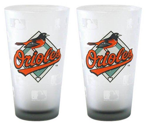 Baltimore Orioles Frosted Pint Glass (16-Ounce, Set of 2)