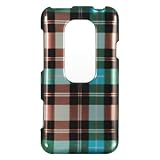 Green Plaid Hard Case Snap On Faceplate Cover For HTC Evo 3D