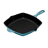 Le Creuset Enameled Cast-Iron 10-1/4-Inch Square Skillet Grill, Caribbean