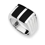 Sterling Silver and Onyx Mens Ring - Size 9