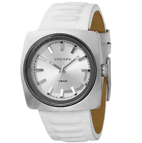 Diesel White Leather Mens Watch DZ1303