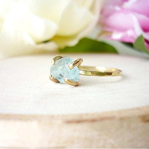 Raw Aquamarine March Birthstone Ring
