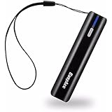 EasyAcc Ubright 3350mAh Power Bank 2.1A Output Portable Charger Lipstick External Battery Pack with Bright Flashlight for Smartphones -Black Silver