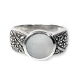 Sterling Silver Marcasite Ring with Mother of Pearl - Size: 6-9