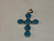 Sterling Silver Turquoise Cross Pendant - PD-0018T