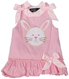Mud Pie Baby Eieio Pink Cotton Bubble Dress, Bunny, 12 - 18 Months