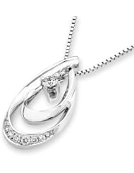 (X1000Diamond-FBA) 18K/750 White Gold Droplet Petal Diamond Pendant W/925 Sterling Silver Chain (0.16 carats, G-H color, VS2-SI1 Clarity)