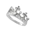 Sterling Silver Crown Cross CZ Ring