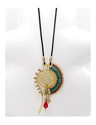 Artificial Suede Leather Necklace In Brass