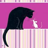 An Unlikely Pair Black Cat & Mouse Blank Card