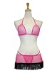 Exposed by Magic Silk Fishnet Bra/Skirt and G-String Set, Lrg/Xl, Pink