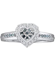 0.25CTW BLUE DIAMOND HEART RING