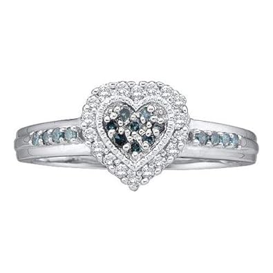 Cheap Girls Jewelry 0.25CTW BLUE DIAMOND HEART RING For Sale