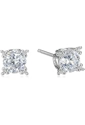 Platinum-Plated Sterling Silver "100 Facets Collection" Round Cubic Zirconia Stud Earrings (3 cttw)