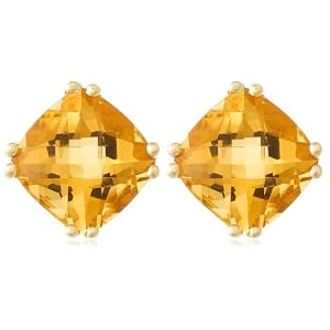 10k Yellow Gold, November Birthstone, Citrine Earrings by