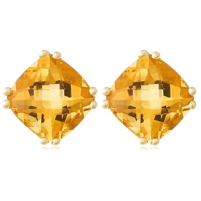 10k Yellow Gold, November Birthstone, Citrine Earrings