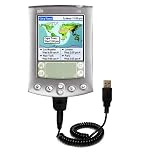 Gomadic for the PalmOne palm m500 - Coiled Power Hot Sync and Charge USB Data Cable w/ Tip Exchange for the PalmOne m500 - Gomadic Brand