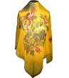 SilkNOW Hand Painted Yellow 100% Pure Silk Chiffon Georgette Scarf with Beautiful Multi Colored Floral Pattern