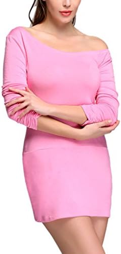 Women's New Temperament Joker Slim Fit Oblique Long-Sleeved Off-Shoulder Dress