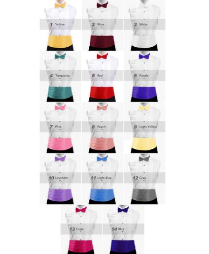Adult Solid Poly Satin - Bow Tie and Cummerbund Sets