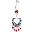 Red Gem Fancy Heart Chandelier Belly Ring
