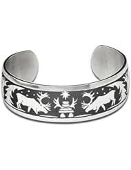 Sterling Silver Caribou Northwest Coast Native American Bracelet. Made in USA.