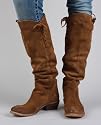 Bronx Linus Cognac Dirty Suede Knee High Boot