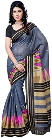 Diva Fashion Women's Surat Art Silk Printed Saree Free Size Dark Ash