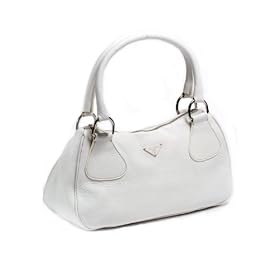 Prada White Leather BR0830 Carry All Handbag