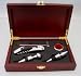 5 PC Wine Set in Beautiful Wood Box, Thermometer, Two Wine Stoppers,Drip Stopper and Corkscrew Opener