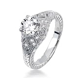 Bling Jewelry Sterling Silver CZ Solitaire Vintage Deco Style Dome Set Engagement Ring - size 6