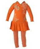 : Mimi & Maggie Whispering Orange Bamboo Hoodie Dress and Legging Set