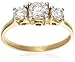 9ct Yellow Gold AMR322975 Ladies Cubic Zirconia 3 Stone Ring