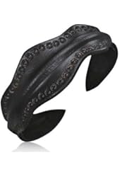 Bling Jewelry Unisex Black Leather Cuff Bracelet Adjustable 8in