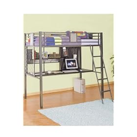 Monster Twin Study Loft Bunk Bed I, 80Hx72Wx42D, CHARCOAL CHROME by Home Decorators Collection