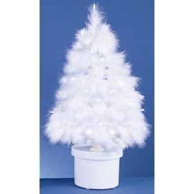 60CM FIBRE OPTIC LIGHT WHITE FEATHER CHRISTMAS TREE