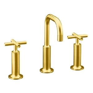  Kohler K 14408 3 BGD Vibrant Moderne Brushed Gold Purist Double Handle Widespread Bathroom Faucet wi