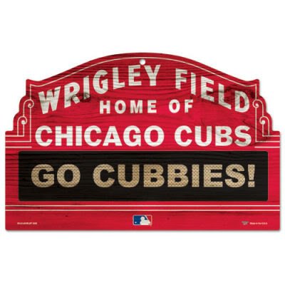 Chicago Cubs Wood Sign - Red