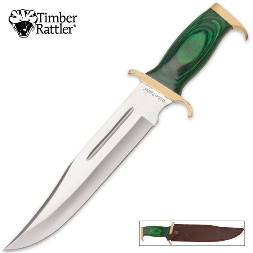 Timber Rattler Green Bowie with Leather Sheath Timber Rattler Green Bowie with Leather Sheath