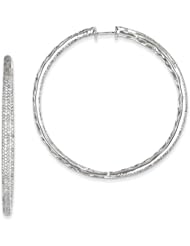 14k White Gold Diamond In-Out Hinged Hoop Earrings Diamond quality AA (I1 clarity, G-I color)