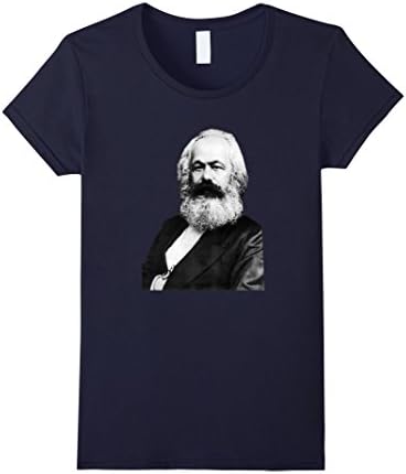 Women's Karl Marx Portrait T-Shirt Medium Navy