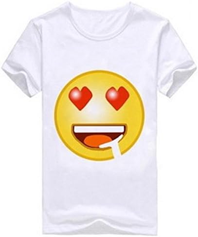 Women Girls Cute Emoji Shirt Emotion Heart Smiley Emoticon Short Sleeve No.03 (XL)