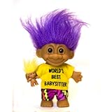 My Lucky WORLD'S BEST BABYSITTER Troll Doll with BABY TROLL (Purple Hair)
